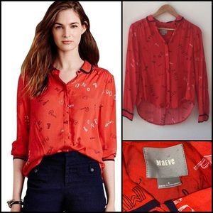 Anthro Maeve Fashion Paris London Milan Shirt